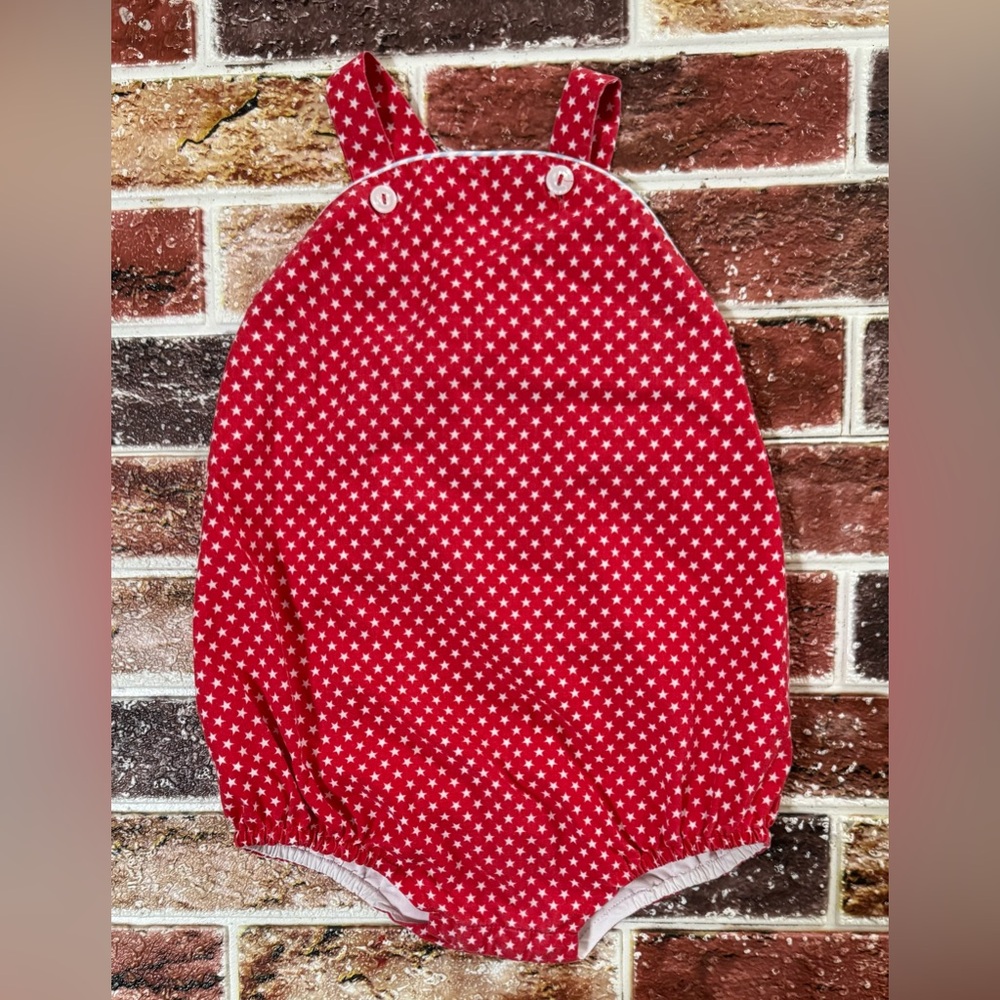 James & Lottie red stars Sunsuit bubble romper 2t boys boutique